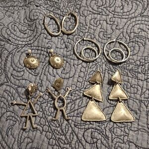 Silver Tone Earrings Set of 5